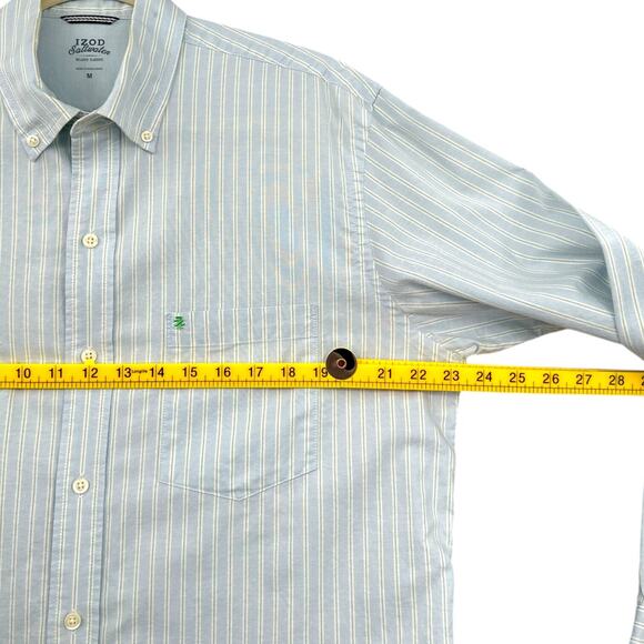 IZOD Saltwater Newport Oxford Striped Long Sleeve Button Down Shirt Mens Medium - Picture 5 of 6